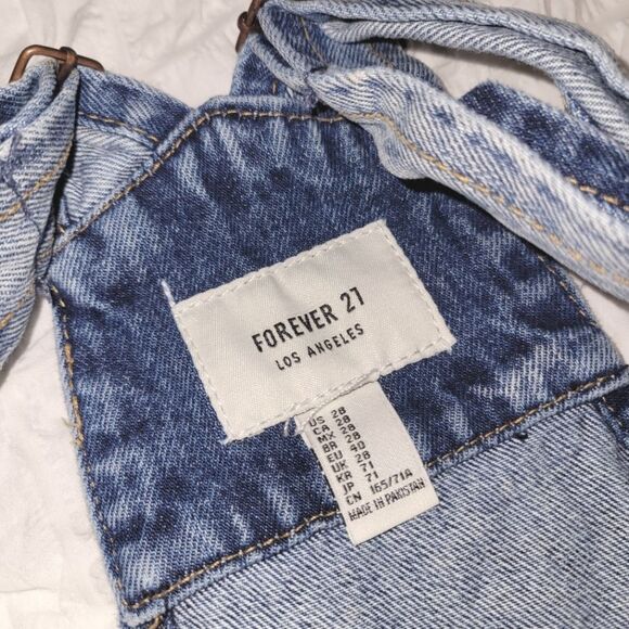 Forever 21 Distressed Denim Shortalls Overalls 28 - Picture 3 of 9